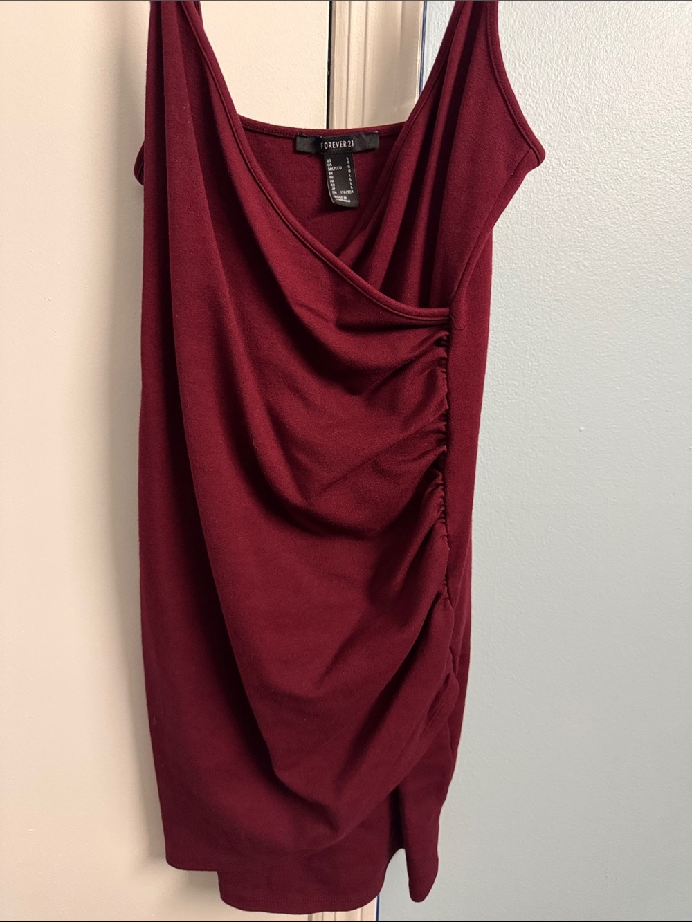 Forever 21 Burgundy Sleeveless Ruched Mini Dress